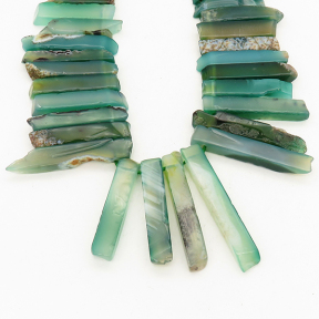Natural Agate,Nuggets,Grass green,8x25~12x53mm,Hole: 2mm,about 47pcs/strand,about 200 g/strand,2 strands/package,15"(38cm),XBGB00333vila-L001