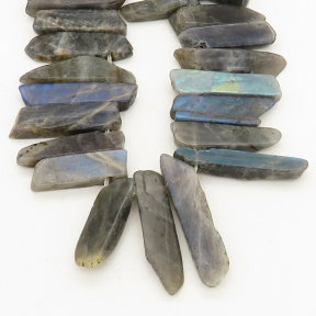 Natural Labradorite,Irregular Cuboid,Gray,8x25~12x53mm,Hole: 2mm,about 43pcs/strand,about 155 g/strand,2 strands/package,15"(38cm),XBGB00349vila-L001