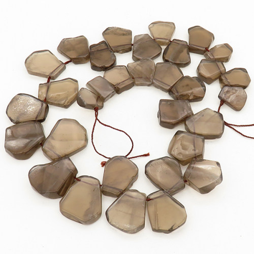 Natural Smoky Quartz,Irregular Nuggets,Dark brown,12x16~19x25mm,Hole: 1mm,about 32pcs/strand,about 115 g/strand,2 strands/package,16"(41cm),XBGB00355aiov-L001