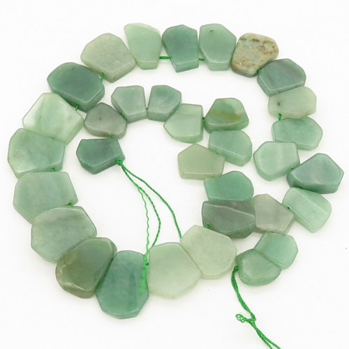 Natural Green Aventurine,Irregular Nuggets,Green,12x16~19x25mm,Hole: 1mm,about 33pcs/strand,about 110 g/strand,2 strands/package,15"(38cm),XBGB00357aiov-L001