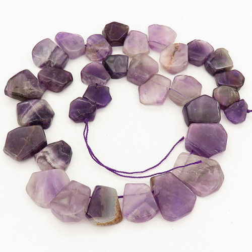 Natural Amethyst,Irregular Nuggets,Purple,12x16~19x25mm,Hole: 1mm,about 32pcs/strand,about 100 g/strand,2 strands/package,16"(41cm),XBGB00359aiov-L001
