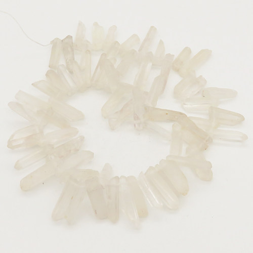 Natural White Crystal,Irregular Multi-edged,Frosted,White,6x18~4x27mm,Hole: 1mm,about 68pcs/strand,about 95 g/strand,2 strands/package,15"(38cm),XBGB00393vila-L001