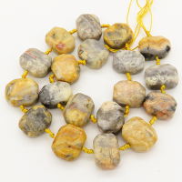 Natural Agate,Polygonal Cuboid,Dyed,Yellow gray,14x20~18x20mm,Hole: 1mm,about 19pcs/strand,about 105 g/strand,2 strands/package,17"(43cm),XBGB00439vhov-L001
