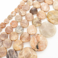 Natural Sunstone,Twisted Disc,Brown gray,14mm,Hole: 1mm,about 29pcs/strand,about 60 g/strand,2 strands/package,15"(38cm),XBGB00441vablb-L001