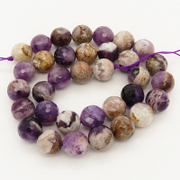 Natural Amethyst,Round,Faceted,Purple,12mm,Hole: 1mm,about 34pcs/strand,about 80 g/strand,2 strands/package,15"(38cm),XBGB00474aivb-L001