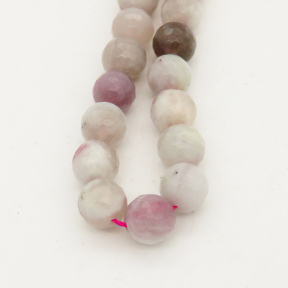 Natural Plum Tourmaline,Round,Faceted,Grayish purple,8mm,Hole: 1mm,about 48pcs/strand,about 36 g/strand,5 strands/package,15"(38cm),XBGB00488vablb-L001