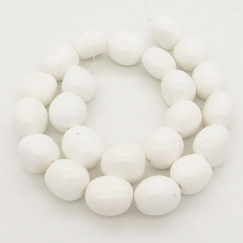 Natural White Agate,Irregular Oval,White,15x16~17x19mm,Hole: 1mm,about 23pcs/strand,about 135 g/strand,1 strand/package,16"(42cm),XBGB00495vabob-L001
