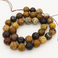 Natural Petrified Wood,Round,Brown black,12mm,Hole: 1mm,about 34pcs/strand,about 80 g/strand,1 strand/package,15"(38cm),XBGB00497vabll-L001