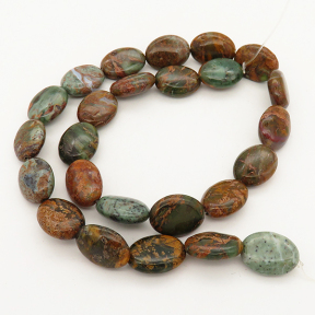 Natural Golden Turquoise,Oval,Brown dark green,12x16mm,Hole: 1mm,about 25pcs/strand,about 45 g/strand,2 strands/package,15"(38cm),XBGB00527ajlv-L001