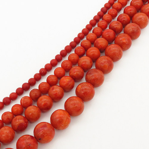 Natural Grass Coral,Round,Dyed,Red,4mm,Hole: 0.5mm,about 95pcs/strand,about 6 g/strand,5 strands/package,15"(38cm),XBGB00535bhia-L001