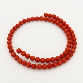 Natural Grass Coral,Round,Dyed,Red,4mm,Hole: 0.5mm,about 95pcs/strand,about 6 g/strand,5 strands/package,15"(38cm),XBGB00535bhia-L001