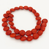 Natural Grass Coral,Flat Round,Dyed,Red,14mm,Hole: 1mm,about 33pcs/strand,about 40 g/strand,2 strands/package,16"(42cm),XBGB00542vabkb-L001