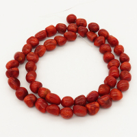 Natural Grass Coral,Irregular Nuggets,Dyed,Red,8x9mm,Hole: 1mm,about 51pcs/strand,about 25 g/strand,2 strands/package,17"(43cm),XBGB00544vabkb-L001