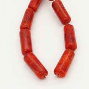 Natural Grass Coral,Column,Dyed,Red,8x20mm,Hole: 1mm,about 21pcs/strand,about 36 g/strand,2 strands/package,17"(43cm),XBGB00548vabkb-L001