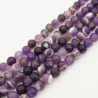 Natural Amethyst,Round,Purple,8mm,Hole: 1mm,about 48pcs/strand,about 36 g/strand,5 strands/package,15"(38cm),XBGB00581ahjb-L001
