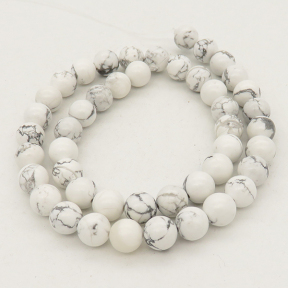 Natural Howlite,Round,White,4mm,Hole: 0.5mm,about 90pcs/strand,about 9 g/strand,5 strands/package,15"(38cm),XBGB00596vbmb-L001