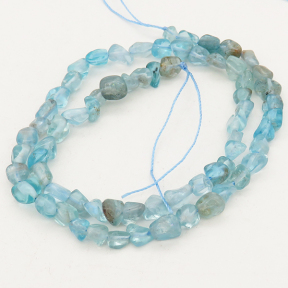 Natural Light Apatite,Irregular Nuggets,Light blue,5x7~6x7mm,Hole: 1mm,about 68pcs/strand,about 20 g/strand,5 strands/package,15"(38cm),XBGB00611bhva-L001