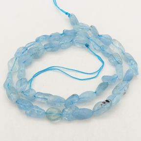 Natural Aquamarine,Irregular Nuggets,Light blue,5x7~6x7mm,Hole: 1mm,about 43pcs/strand,about 20 g/strand,5 strands/package,16"(42cm),XBGB00620ahlv-L001