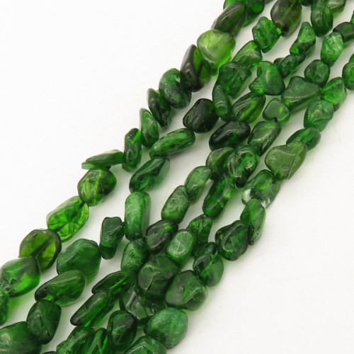Natural Diopside,Irregular Nuggets,Grass green,5x7~6x7mm,Hole: 1mm,about 67pcs/strand,about 20 g/strand,5 strands/package,16"(42cm),XBGB00623ahlv-L001