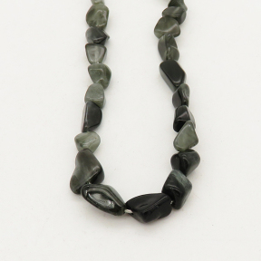 Natural Green Rutilated Quartz,Irregular Nuggets,Gray-black,5x7~6x7mm,Hole: 1mm,about 52pcs/strand,about 15 g/strand,5 strands/package,16"(42cm),XBGB00626bhva-L001