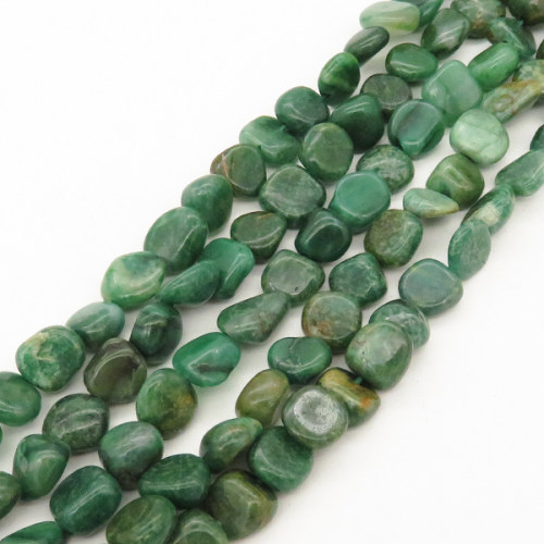 Natural SouthAfrican Jade,Irregular Nuggets,Grass green,7x10mm,Hole: 1mm,about 48pcs/strand,about 25 g/strand,5 strands/package,15"(38cm),XBGB00638bhva-L001