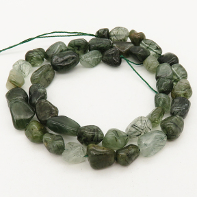 Natural Green Rutilated Quartz,Irregular Nuggets,Light green gray,7x10mm,Hole: 1mm,about 40pcs/strand,about 35 g/strand,5 strands/package,15"(38cm),XBGB00641bhva-L001