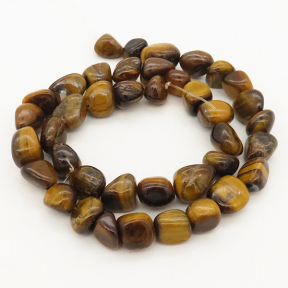 Natural Tiger Eye Stone,Irregular Nuggets,Brown,7x10mm,Hole: 1mm,about 40pcs/strand,about 55 g/strand,5 strands/package,15"(38cm),XBGB00647bhva-L001