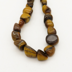 Natural Tiger Eye Stone,Irregular Nuggets,Brown,7x10mm,Hole: 1mm,about 40pcs/strand,about 55 g/strand,5 strands/package,15"(38cm),XBGB00647bhva-L001