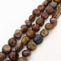 Natural Tiger Eye Stone,Irregular Nuggets,Reddish brown,7x10mm,Hole: 1mm,about 37pcs/strand,about 60 g/strand,5 strands/package,15"(38cm),XBGB00653bhia-L001
