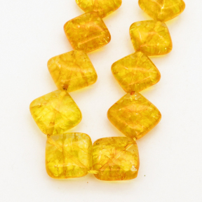 Natural White Crystal,Rhombus,Dyed,Brownish yellow,14x6mm,Hole:2mm,about 24 pcs/strand,about 60 g/strand,2 strands/package,15"(39cm),XBGB00682lbbb-L001