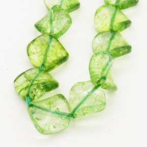 Natural White Crystal,Twist Rhombus,Dyed,Grass green,14x5mm,Hole:2mm,about 31 pcs/strand,about 35 g/strand,2 strands/package,15"(39cm),XBGB00700lbbb-L001