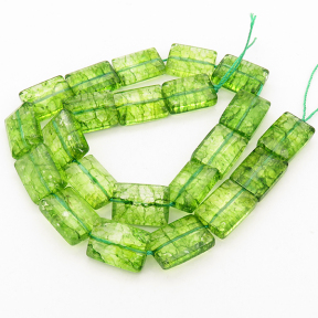 Natural White Crystal,Rectangle,Dyed,Grass green,13x6mm,Hole:2mm,about 22 pcs/strand,about 70 g/strand,2 strands/package,15"(39cm),XBGB00708lbbb-L001