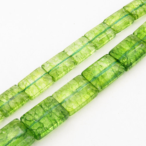 Natural White Crystal,Rectangle,Dyed,Grass green,13x6mm,Hole:2mm,about 22 pcs/strand,about 70 g/strand,2 strands/package,15"(39cm),XBGB00708lbbb-L001