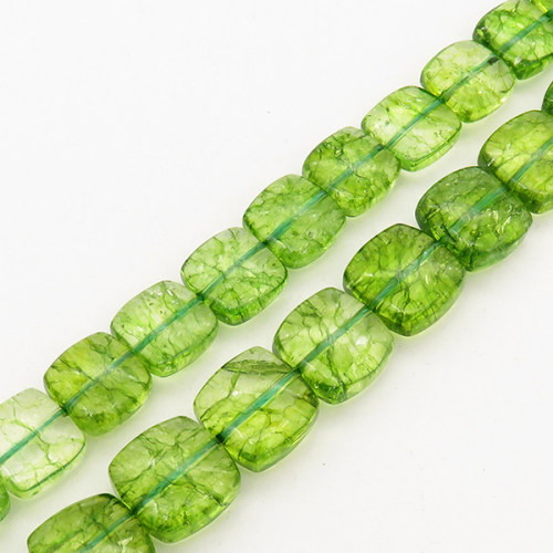 Natural White Crystal,Rectangle,Dyed,Grass green,12x5mm,Hole:2mm,about 33 pcs/strand,about 55 g/strand,2 strands/package,15"(39cm),XBGB00712lbbb-L001