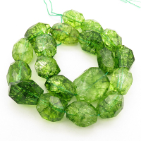 Natural White Crystal,Irregular shape,Facted,Dyed,Grass green,13x19~22x27mm,Hole:2mm,about 19 pcs/strand,about 120 g/strand,2 strands/package,15"(38cm),XBGB00718lbbb-L001