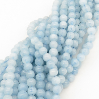 Natural Aquamarine,Round,Light blue,6mm,Hole:1mm,about 68 pcs/strand,about 22 g/strand,2 strands/package,16"(40cm),XBGB00728aaho-L001