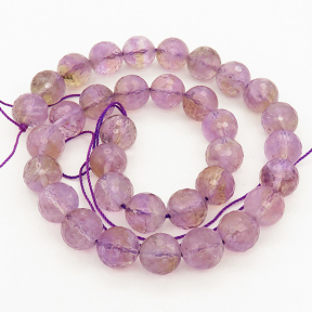 Natural Amethyst,Round, Faceted,Purple,12mm,Hole:1mm,about 34 pcs/strand,about 80 g/strand,2 strands/package,16"(40cm),XBGB00731vabob-L001