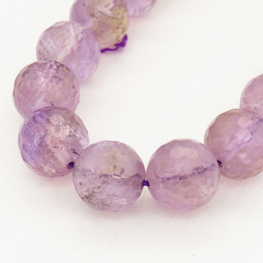 Natural Amethyst,Round, Faceted,Purple,12mm,Hole:1mm,about 34 pcs/strand,about 80 g/strand,2 strands/package,16"(40cm),XBGB00731vabob-L001