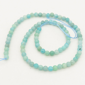 Natural Amazonite,Round,Blue,5mm,Hole:1mm,about 86 pcs/strand,about 15 g/strand,5 strands/package,16"(40cm),XBGB00740vabnb-L001
