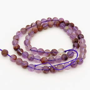 Natural Purple Ghost Crystal,Round,Purple,6mm,Hole:1mm,about 63 pcs/strand,about 22 g/strand,5 strands/package,15"(38cm),XBGB00759olvb-L001