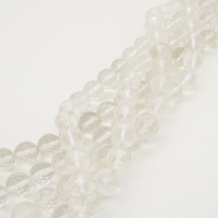 Natural White Crystal,Round, Facted,White,8mm,Hole:1mm,about 48 pcs/strand,about 36 g/strand,2 strands/package,15"(38cm),XBGB00771vihb-L001