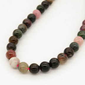 Natural Tourmaline AB,Round,Mixed color,6mm,Hole:0.8mm,about 63 pcs/strand,about 22 g/strand,5 strands/package,15"(38cm),XBGB00777vablb-L001