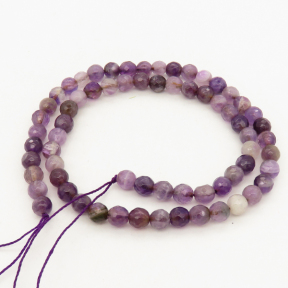 Natural Amethyst,Round, Facted,Purple,6mm,Hole:1mm,about 63 pcs/strand,about 20 g/strand,5 strands/package,15"(38cm),XBGB00789bhia-L001