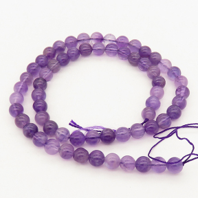 Natural Amethyst,Round,Purple,6mm,Hole:1mm,about 63 pcs/strand,about 25 g/strand,5 strands/package,15"(38cm),XBGB00797vabob-L001