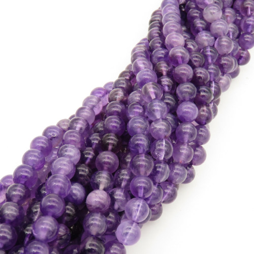 Natural Amethyst,Round,Purple,6mm,Hole:1mm,about 63 pcs/strand,about 25 g/strand,5 strands/package,15"(38cm),XBGB00797vabob-L001