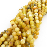 Natural Yellow Opal,Round,Brownish yellow,8mm,Hole:1mm,about 63 pcs/strand,about 25 g/strand,5 strands/package,15"(38cm),XBGB00806vabmb-L001