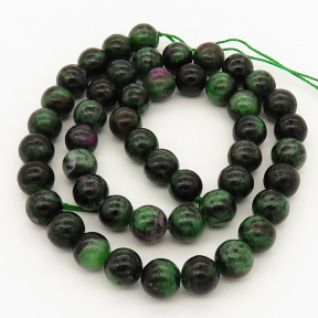 Natural Ruby in Zoisite,Round,Grass green purple black,8mm,Hole:1mm,about 63 pcs/strand,about 45 g/strand,5 strands/package,15"(38cm),XBGB00808vablb-L001