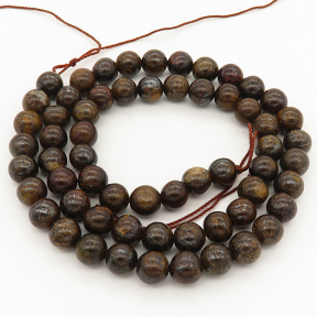 Natural Bronzite,Round,Dark brown red,10mm,Hole:1mm,about 38 pcs/strand,about 55 g/strand,5 strands/package,15"(38cm),XBGB00812vhov-L001