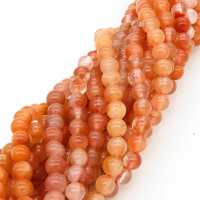 Natural Red Rutilated Quartz,Round,Orange,6mm,Hole:1mm,about 63 pcs/strand,about 22 g/strand,5 strands/package,15"(38cm),XBGB00818vhmb-L001