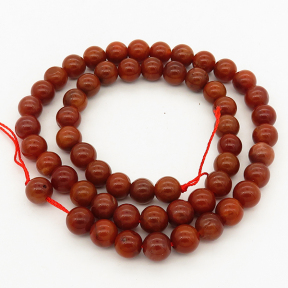 Natural Red Rutilated Quartz,Round,Jujube red,8mm,Hole:1mm,about 48 pcs/strand,about 30 g/strand,5 strands/package,15"(38cm),XBGB00820vablb-L001